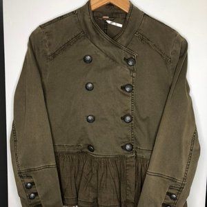 Army Green Double Breasted Button Down Jacket